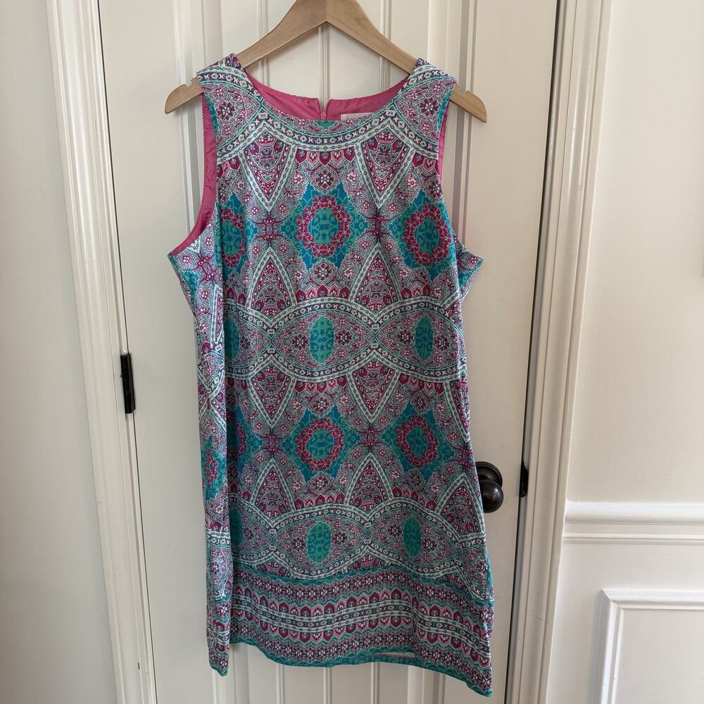 London Times Women's Sleeveless Patterned Dress US Size 14 Multicolor